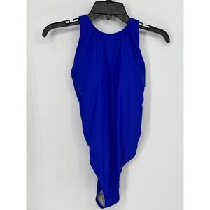 Kona Sol One Piece Swimsuit Women Small Blue New High Neck‎ Crossback Adjustable